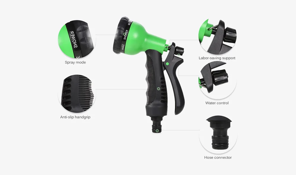8-Mode Garden Magic Water Spray Head Adjustable Pipe Nozzle
