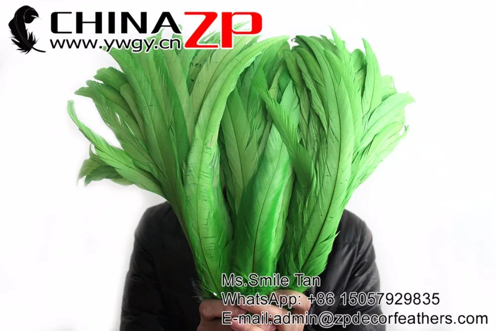 35-40cm fully dye rooster tail feathers lime green (4)