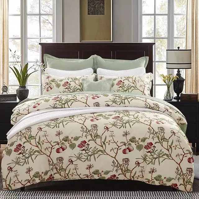 Стильный хлопковый комплект постельного белья, цветочный и травяной геометрический узор, современный цветочный Королевский размер, в полоску, постельное белье, пододеяльник, наволочки