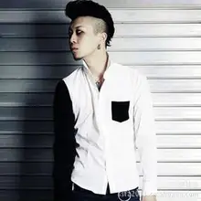 Корейская версия новой личности черные и белые очаровательные тонкие мужские рубашки с длинными рукавами/S-2XL