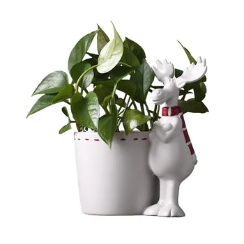 

Nordic ceramics elk figurine hydroponic flower pot home decor craft table flowers vase storage ornaments room decorations