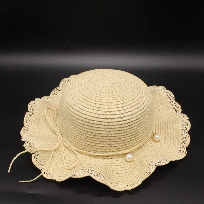 Seioum Girls Summer Hats Children Straw Hat For Girls Kids Star Sun Cap Panama Hat Baby Hats Caps Children Beach - Цвет: Beige