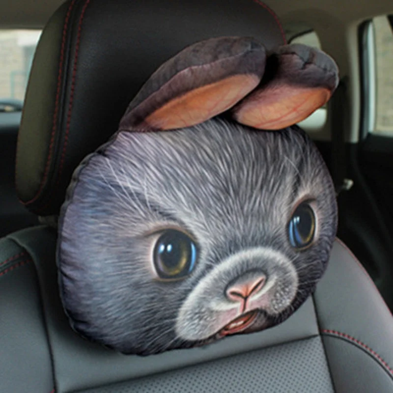 Креативный Прекрасный 3D Кот кролик панда принт Животные лицо подголовник автомобиля сиденье Подушка безопасности подголовник