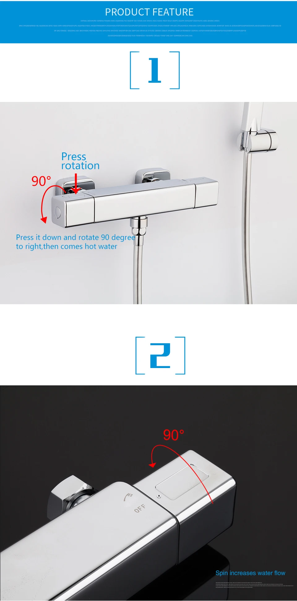 GAPPO смеситель для душа смесителя ванная комната термостатный смеситель квадратный водопад стены для Ванной Смесители Аксессуары для