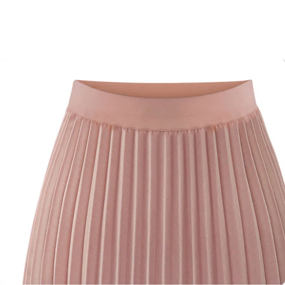Sleeper#401 Новая модная женская однотонная плиссированная элегантная юбка средней длины с эластичной резинкой на талии, однотонная длинная дизайнерская летняя юбка