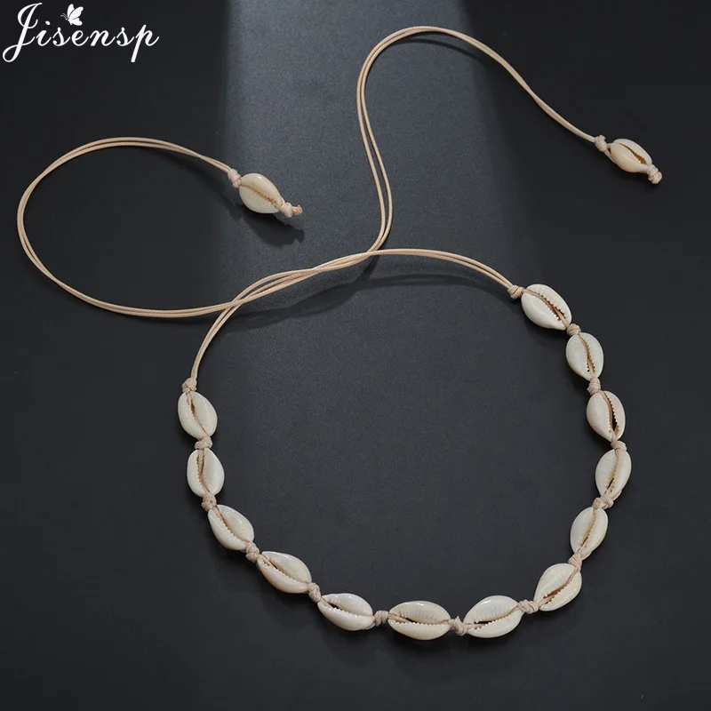 Jisensp New Fashion Black Rope Chain Natural Seashell Choker Necklace Collar Boho Shell Chokers Necklaces for Summer Beach Gift - Окраска металла: XL623S