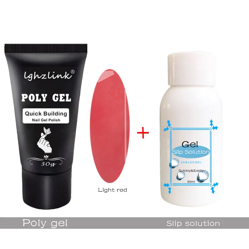 Lghzlink Nail Art Design 30ml Uv Gel French Nail Towel Gel Polish Remover Tips Build Extending Crystal Jelly Gum Poly Gel Set - Цвет: Light Red