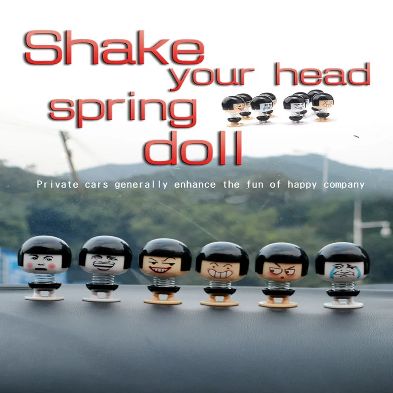 

Cartoon Plastic Shaking Head Toys Car Ornaments Dolls Cute Cartoon Funny Emoji Wobble Head Robot Lovely Car Dashboard Decor Auto