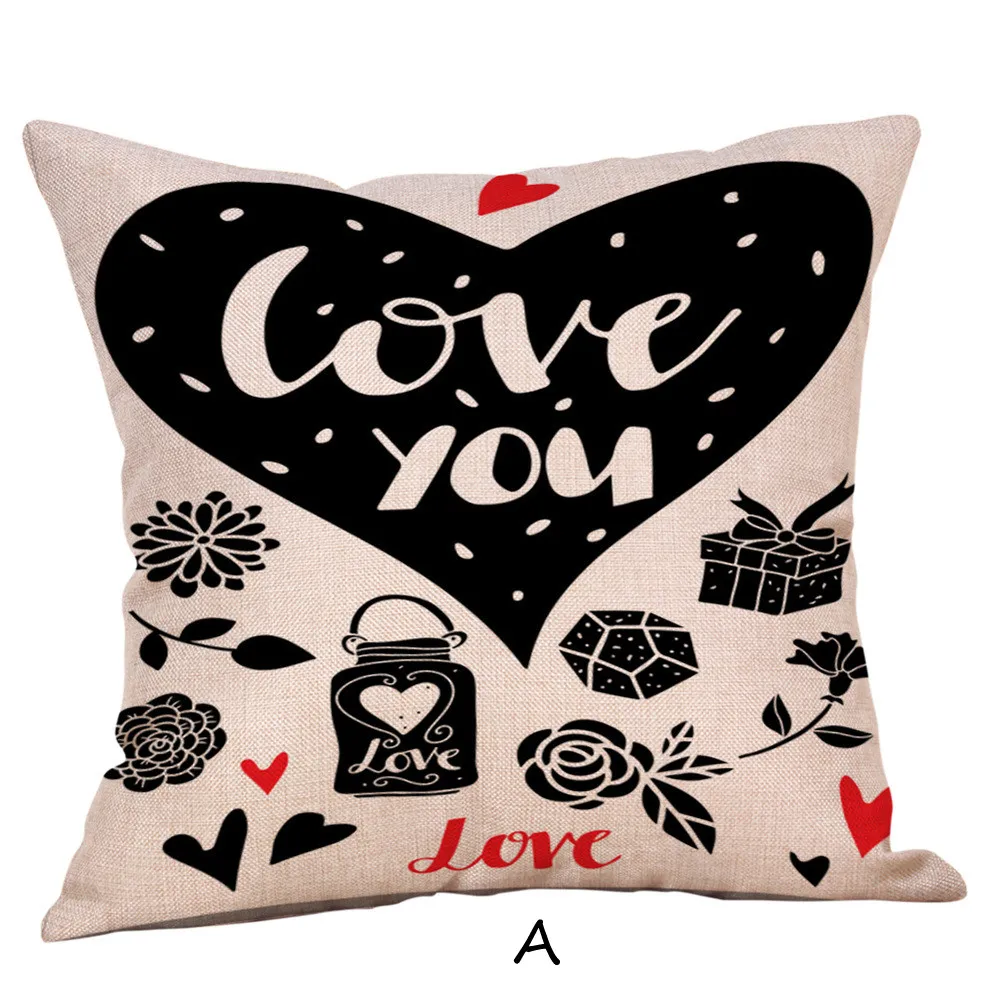 Наволочки Happy Valentines 45x45 см, льняная декоративная подушка для дивана, декоративная подушка для дома, чехол на День святого Валентина, декор 2O1215
