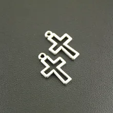 Pingente pingente cruz prata 100 peças, pingentes com mini cruz europeus, miçangas para pulseira diy 17x11mm a547