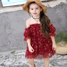 MERI AMMI/детская одежда для девочек платье с открытыми плечами платье-пачка со звездами Рождественский подарок для От 2 до 11 лет девочек