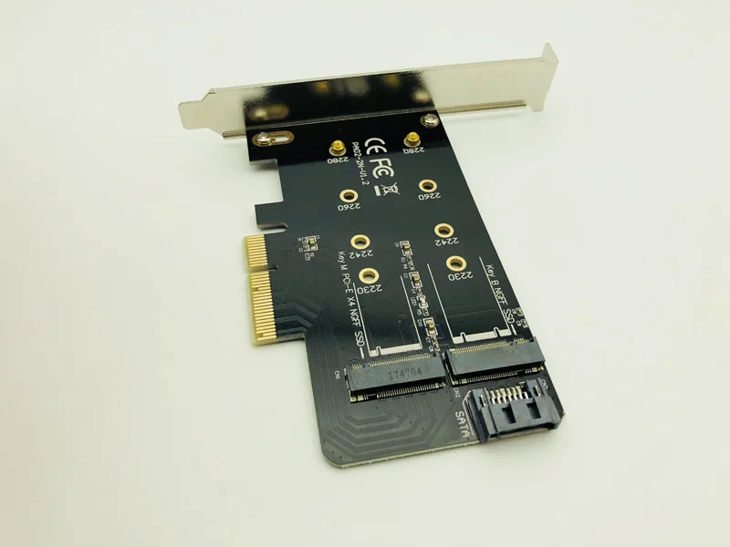 Адаптер PCIE M2 SSD NVME M Key на базе SATA B к PCI E 3 0x4 контроллеру конвертерная карта