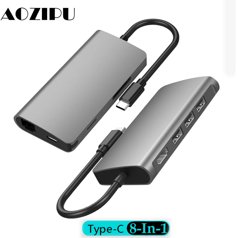 USB C Тип-C док-станция для ноутбука к USB 3,0*3 RJ45 SD TF PD адаптер для MacBook samsung Galaxy S9/S8/S8 + Тип C концентратор USB