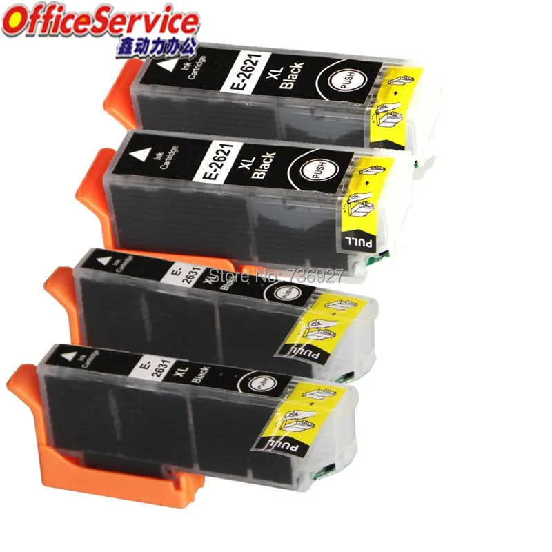 4 Black Compatible Ink Cartridge 26xl T2621 T2631 For Epson Xp510 Xp