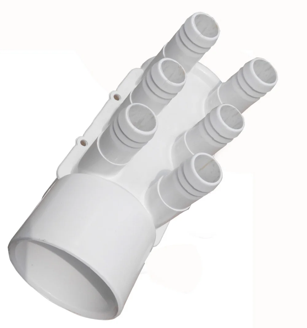 2" PVC Manifold 6 ports 3/4" Rib Barb Dead End & 2" female inlet with