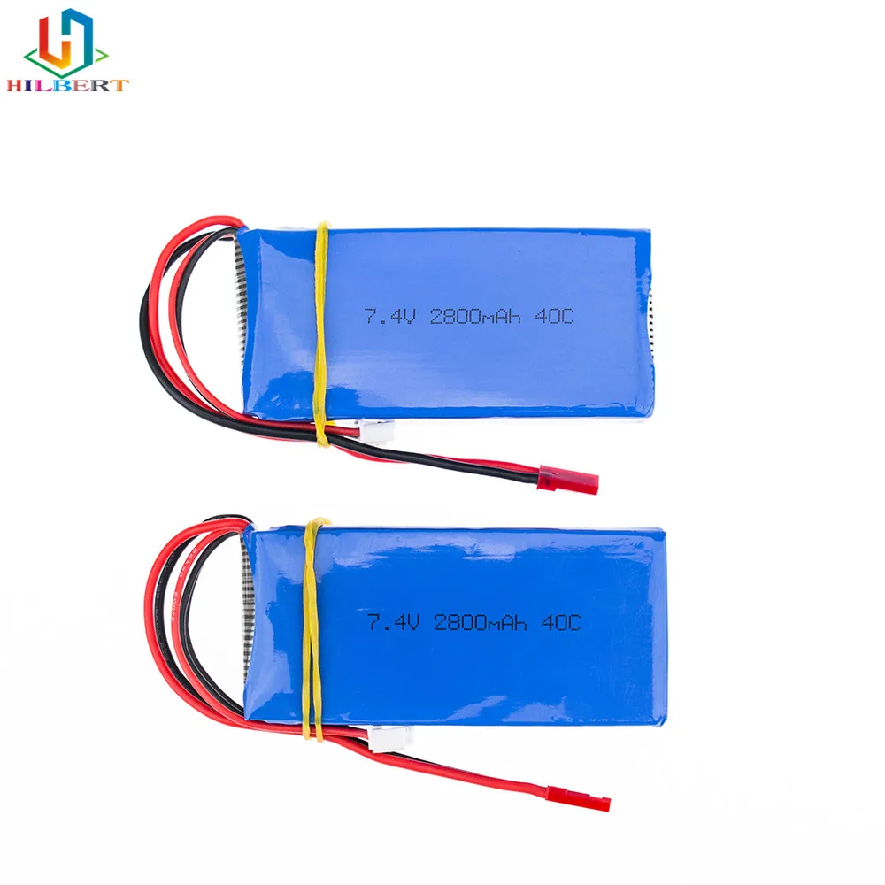 2 шт. Lipo батарея 7 4 в 2800 мАч 2s для WLToys V262 V333 V323 V666 RC вертолет Квадрокоптер Дрон