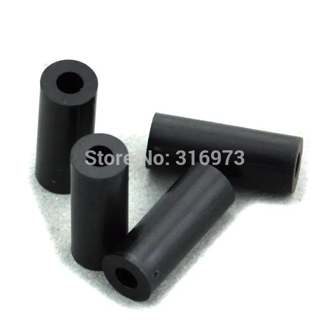 

(50 pcs/lot ) 18mm Black Nylon Round Spacer, OD 7mm, ID 3.2mm, for M3 Screws, Plastic.