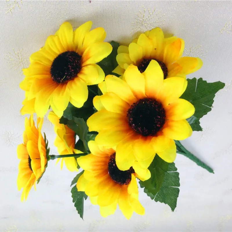 Bouquet Lifelike Artificial Plastic Sunflower Heads Home Party