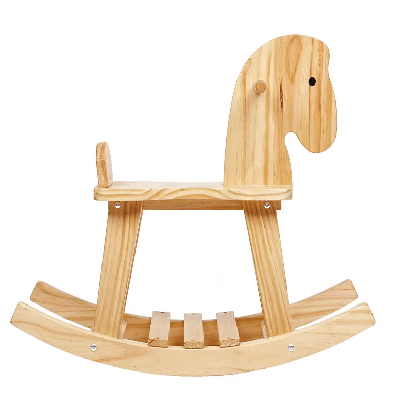 Детское деревянное кресло-качалка с лошадью, От 3 до 5 лет, гладкая и безволосая игрушка из сосны, любимая детская игрушка - Цвет: Trojan Rocking Chair