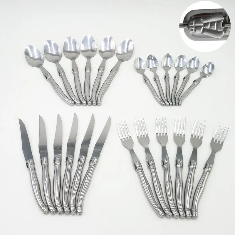 France 24pcs High quality laguiole stainless steel dinnerware cutlery set Spoon Fork Knife Set tableware flatware