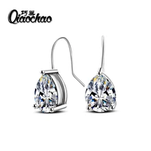 Free Gift Box Luxury Female Zircon Drop Earrings Silver Plated CZ Crystal Flower Dangle Earrings For Women Jewelry Wholes