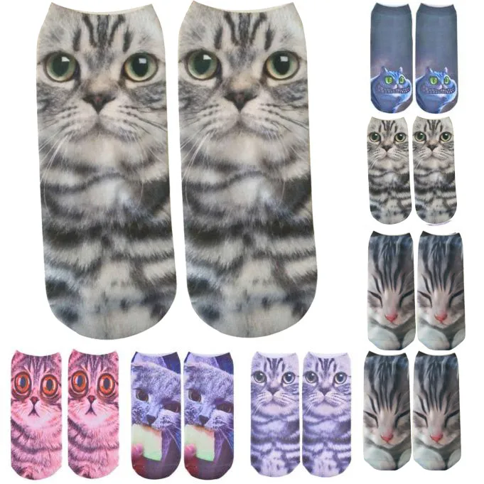 

3D Animal Print Women Socks Summer 2019 Short Cute Socks Casual Funny Happy Unisex Men Low Cut Ankle Socks skarpetki damskie