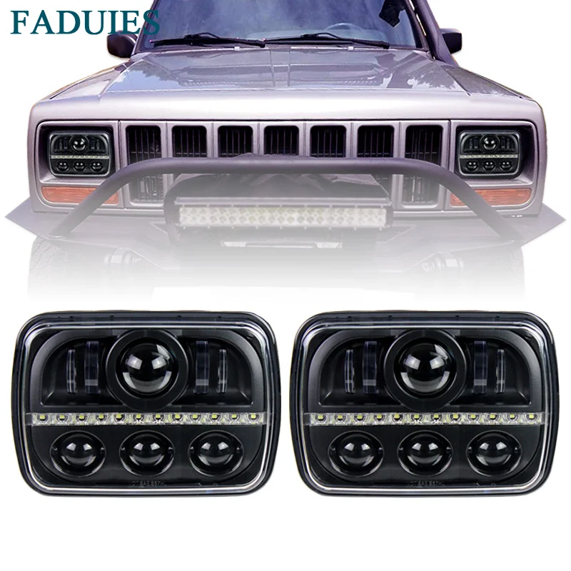 FADUIES 80 Вт 5 ''x 7'' 7 6'' светодиодные фары с DRL для Jeep Wrangler YJ Cherokee XJ H6054 H5054 H6054LL