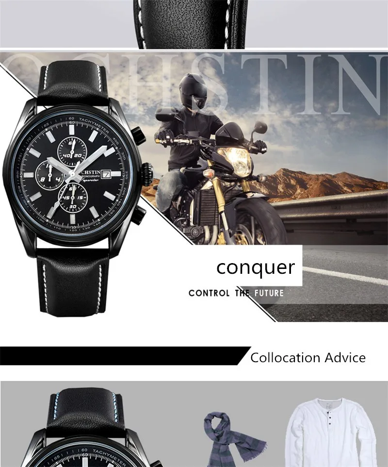 Новые Роскошные Кварцевые часы Для мужчин Спорт на открытом воздухе Chrono Leather Band Водонепроницаемый наручные часы Relogio masculino Лидирующий бренд