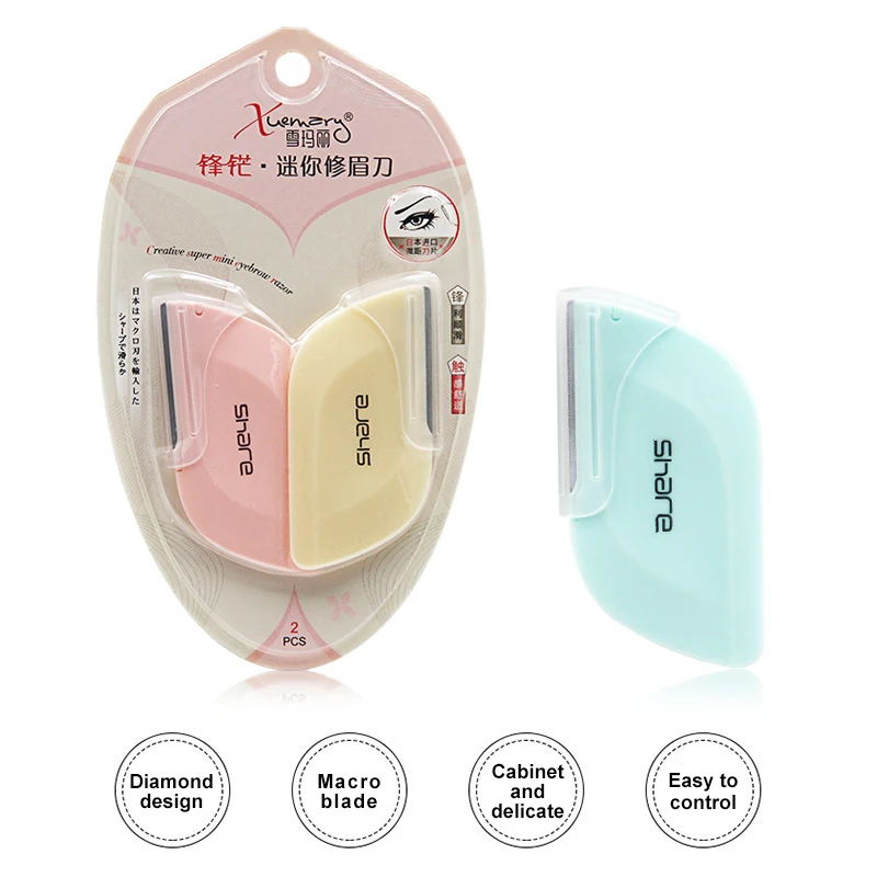 

2pcs/set Mini Size Portable Quadrilateral Razor Eyebrow Facial Hair Remover Eyebrow Trimmer Makeup Tool Brow Shaper For Women