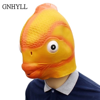 

GNHYLL Funny Goldfish Latex Mask Fish Head Mask Halloween Cosplay Costume Prop Festival Party Supplies New Props Mask