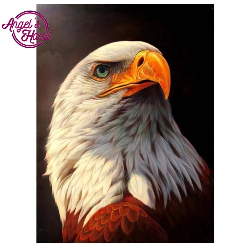 ANGEL'S HAND Crafts Diamond Embroidery Diy White hair Pointed eagle Full Painting Kit for Round Drill Rhinestone Pasted | Дом и сад