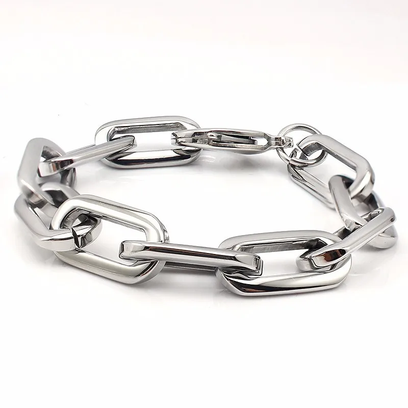 Bracelets Silver Color Wide European Simple Style Boy/Girl Chain Bracelet 19CM Length Bangle Jewelry|bracelet european|bangle jewelrychain bracelet |