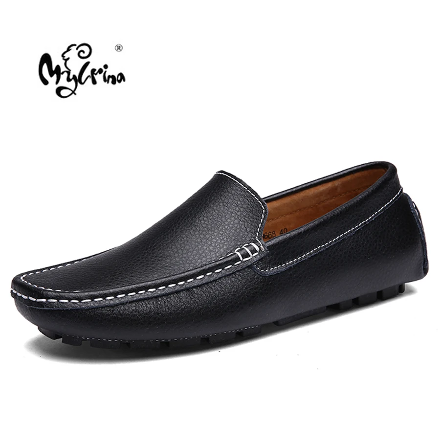 MYLRINA Causal Shoes Men Loafers High Quality Leather Moccasins Men Driving Shoe Flats for Man