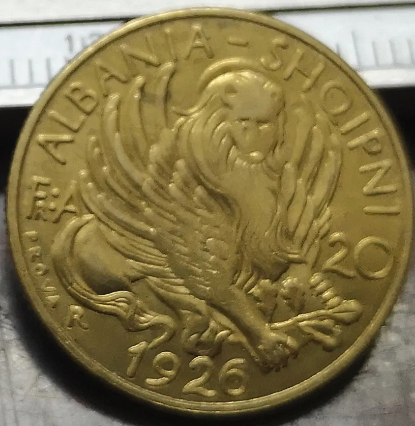 1926 Albania 20 Franga Ari-Zog I prova копия золотой монеты Тип узора