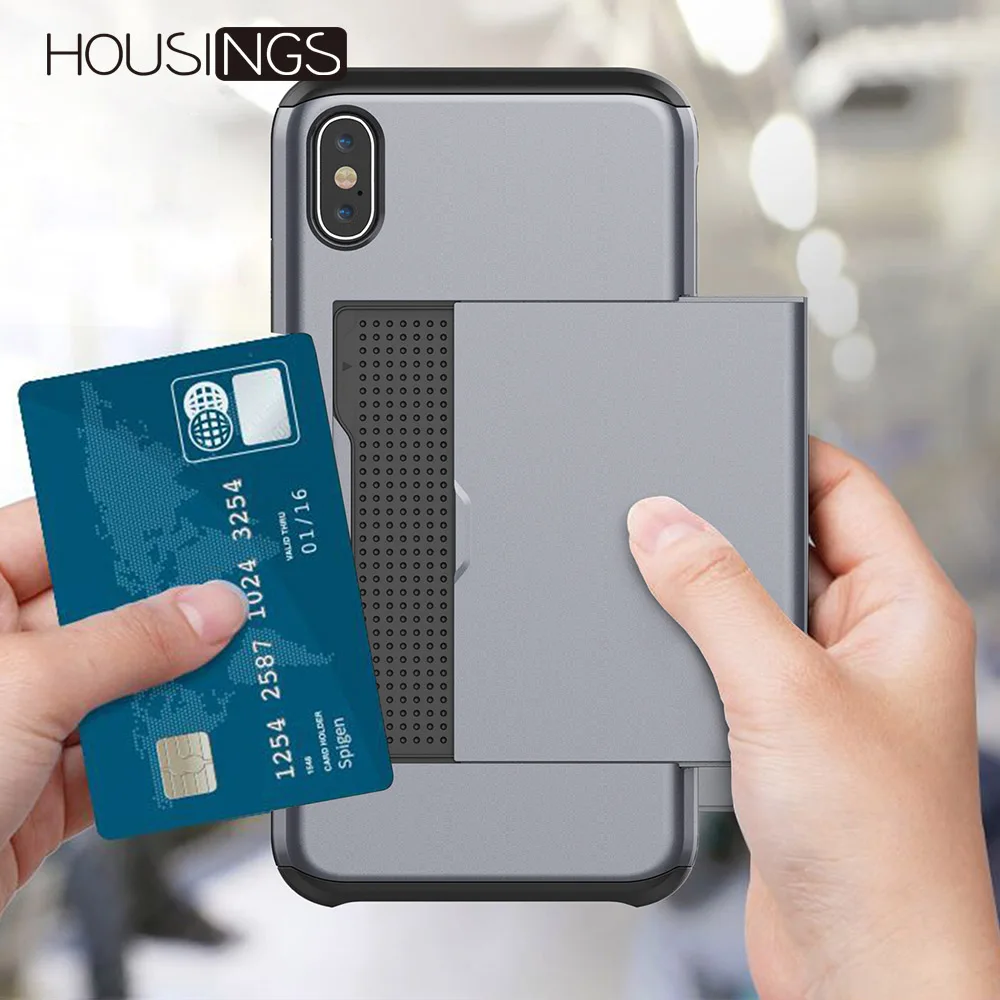 

Business Slides Phone Cases For iPhone 7 8 Plus XR Armor Wallet Card Slots Holder For iPhone X XS Max 6 6s 5 5S SE Shockproof