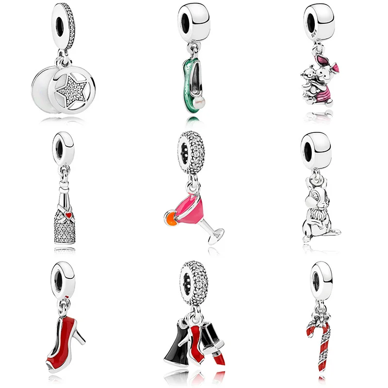 

Hot Sale Silver Plated Bead Shoes Rabbit Champagne Crystal Pendant Beads for Diy Women Pandora Charm Bracelets & Bangles