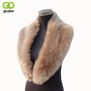 

GOPLUS 2020 Winter Warm Women's Faux Rabbit Fur Fox Fur Collar Hooded Natural Rabbit Fur Scarfs Faux Fur Collar C0853