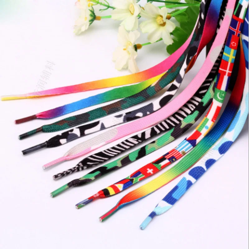 

Fashion Printed shoelace decoration Pattern Colored Shoe Laces Flat Shoelace England Shoe Lace strings Bootlaces 100cm