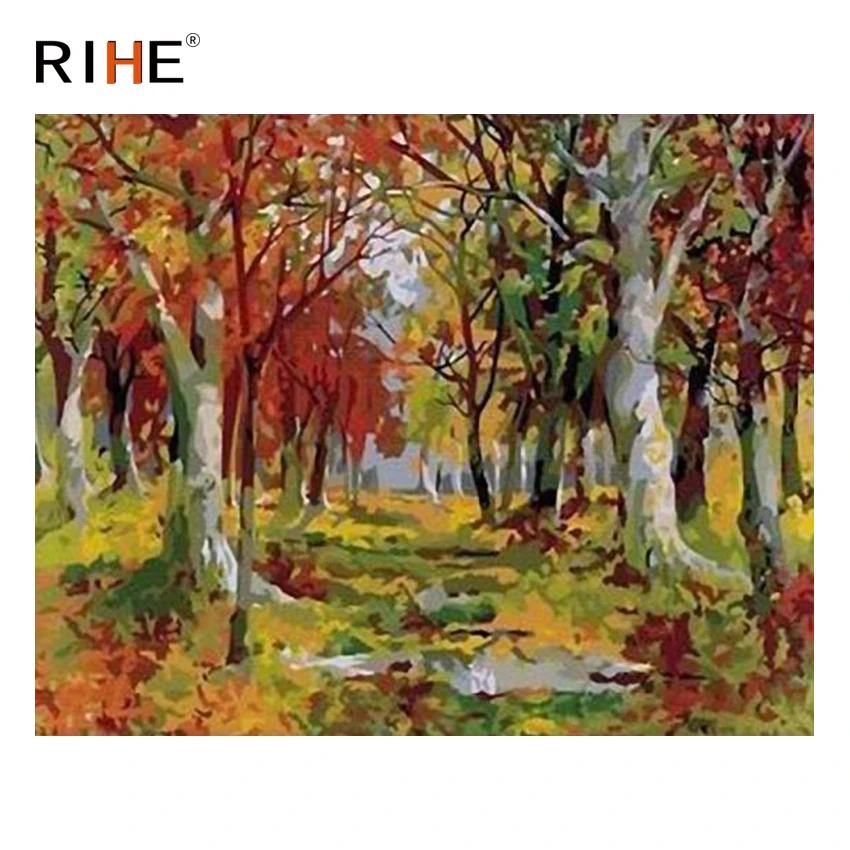 

RIHE Forest Diy Painting By Numbers Abstract Tree Oil Painting On Canvas Cuadros Decoracion Acrylic Wall Picture Home Decor 2018