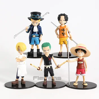 

One Piece Child Luffy Ace Sabo Zoro Sanji Q Version PVC Figures Toys 5pcs/set