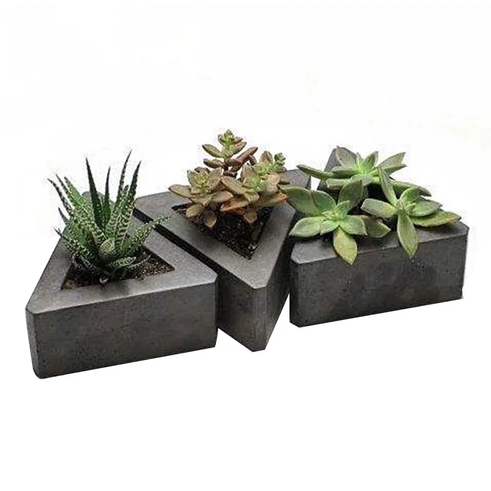 Triangle Silicone Molds Concrete Molds Flower Multi-Meat Cement 3D Potting Succulents Plants Cement Planter Mold Home Decorate