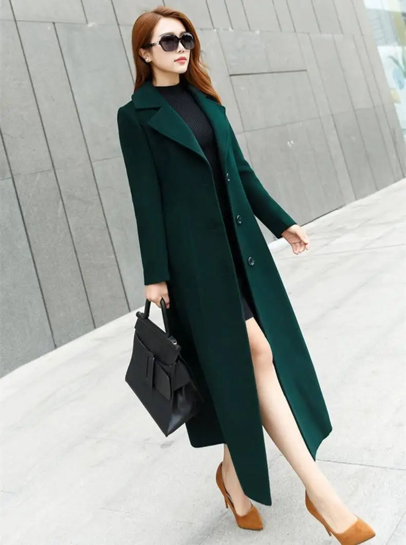 Новая осенне-зимняя женская тонкая кашемировая шерсть X-long Куртка женская повседневная утепленная теплая шерстяная смесь пальто Верхняя одежда Mujer J03