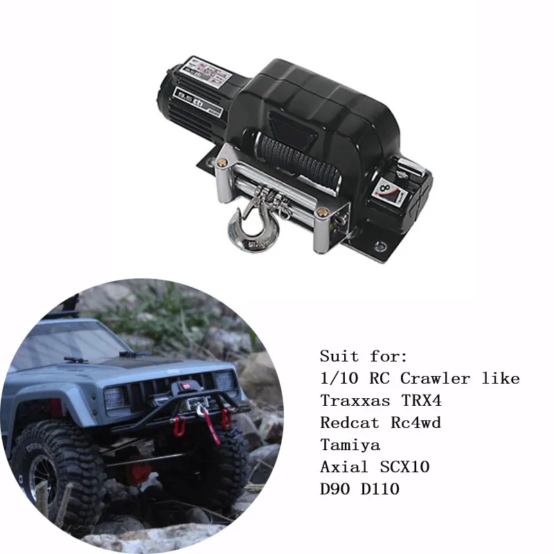 

RC Crawler Car Winch for 1/10 Traxxas TRX4 Redcat Rc4wd Tamiya Axial SCX10 D90 D110 Remote Car Truck