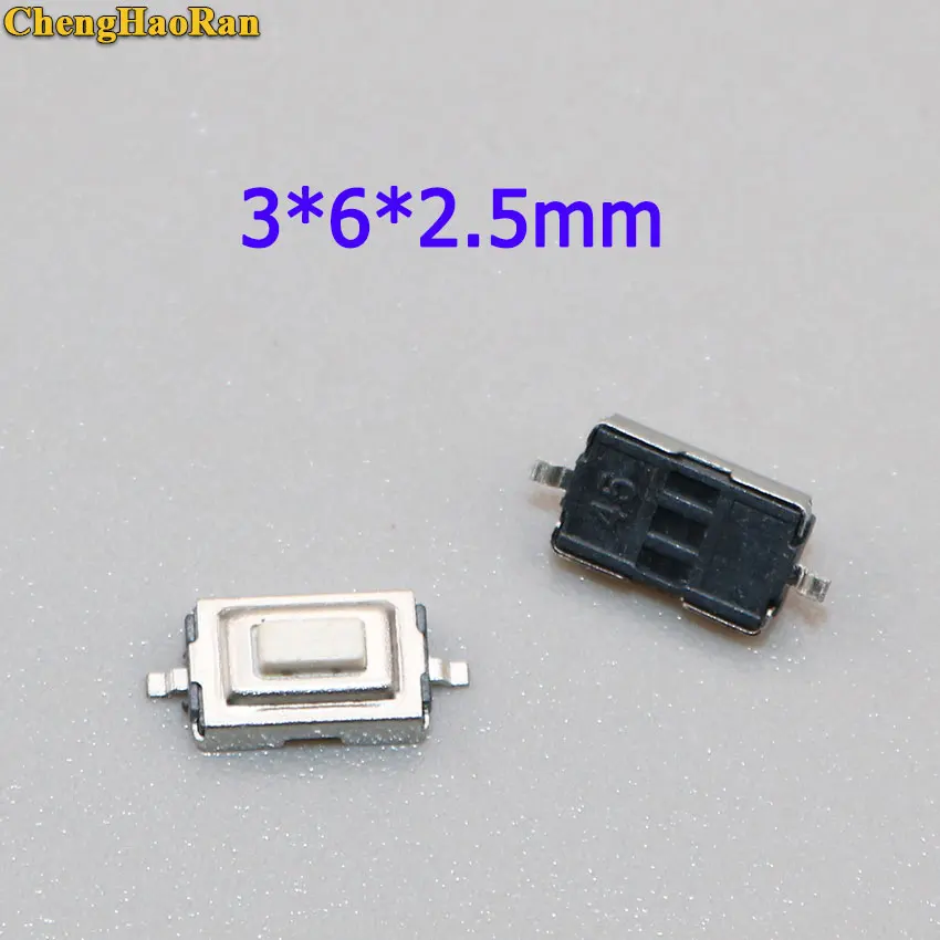 

ChengHaoRan 50pcs SMD Tactile Tact Push Button Micro Switch Momentary Two Pin Push Button Switch For MP3 MP4 3*6*2.5 mm