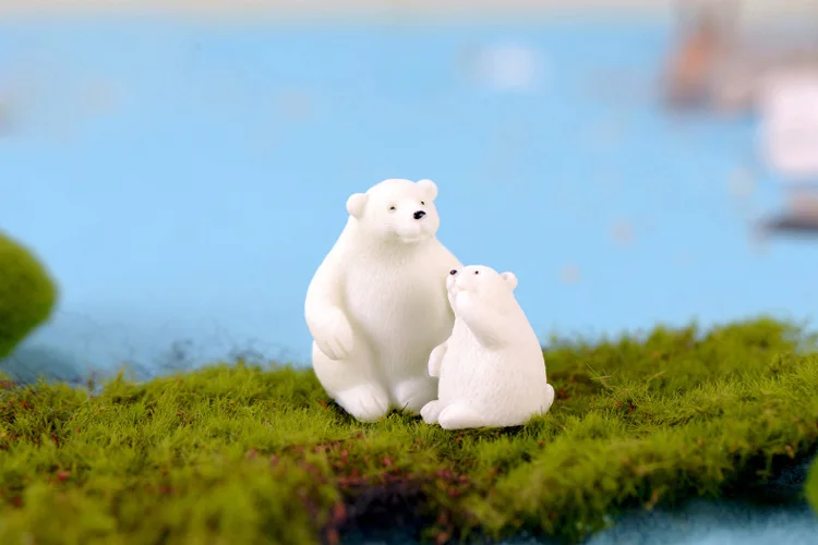 2 шт. мать сын белый медведь цифры Polar Bear животных модель Миниатюрные фигурки сказочный сад свадебные куклы украшения игрушка в подарок