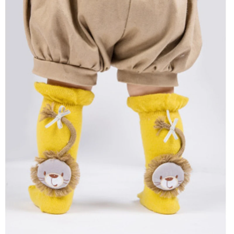 

Cartoon Jacquard Socks For Newborns Cute Lion Baby Girl Tube Stock Children Combed Cotton Casual Socks Autumn Baby Stuff