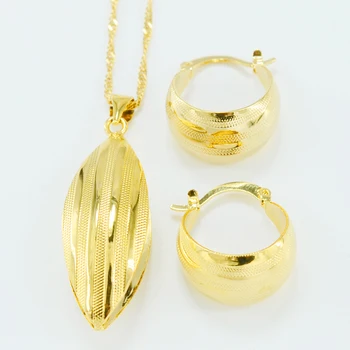 

Anniyo Ethiopian set Jewelry Pendant Necklace Earring Gold Color African PNG Bridal Wedding Jewellery Arab #054806
