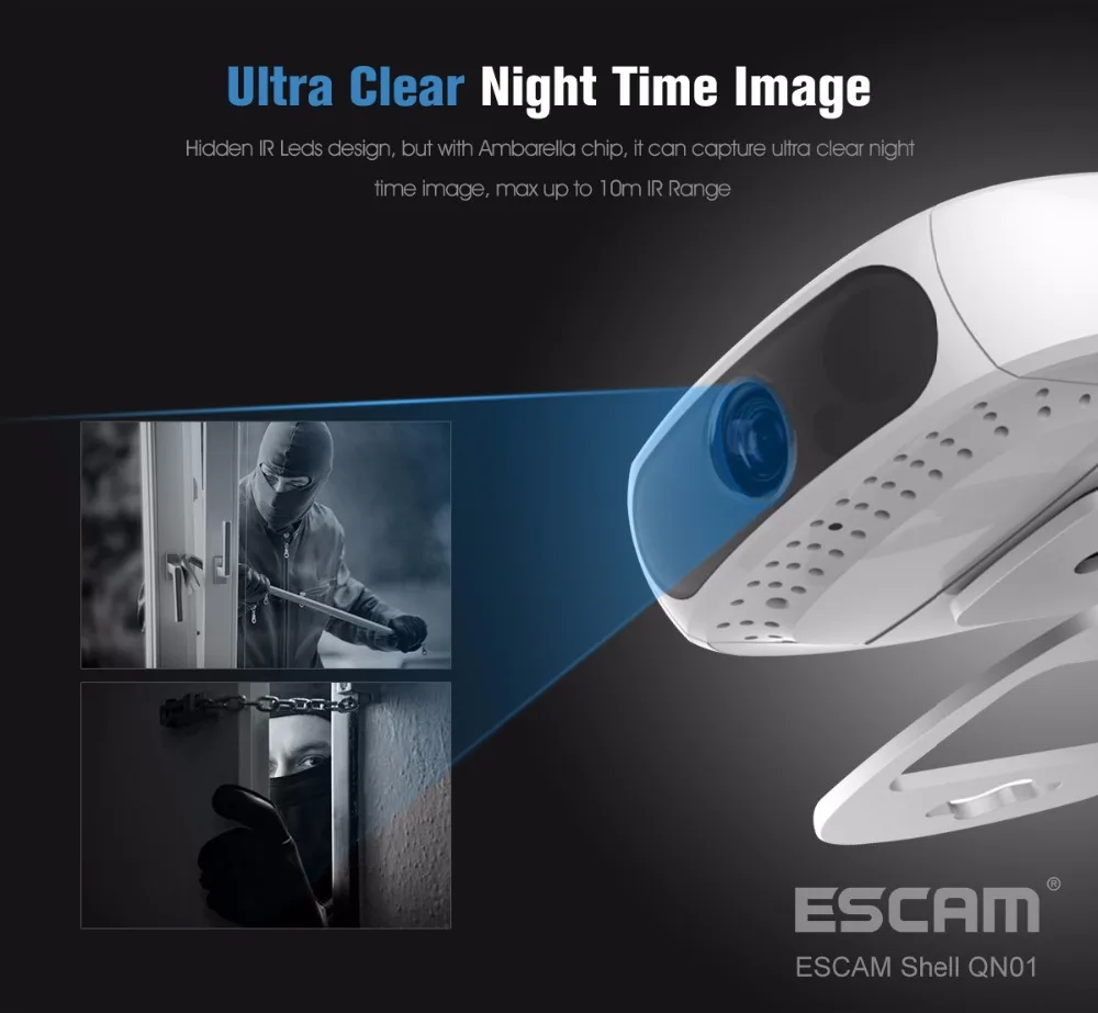 Escam Full HD 1080 P поверните объектив Беспроводной IP Камера работать как регистраторы