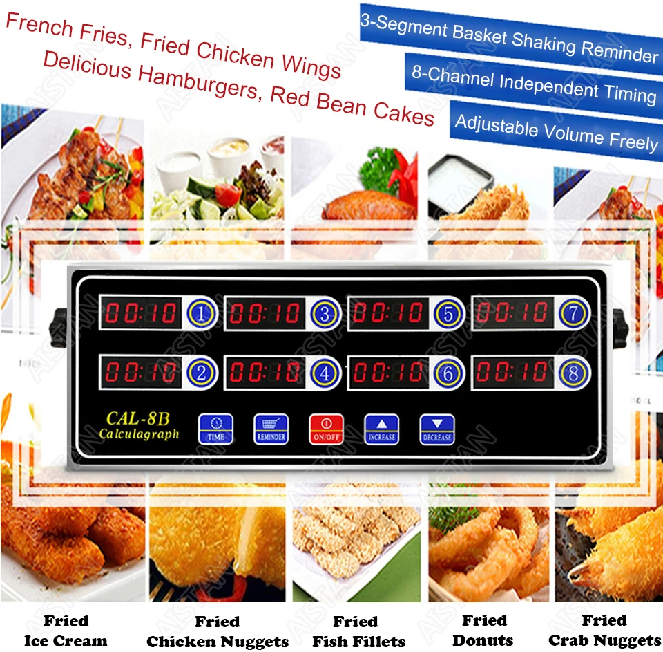 CAL8B/CAL12C portable calculagraph 8/12 channel multi-function digital timer LCD display shaking reminder