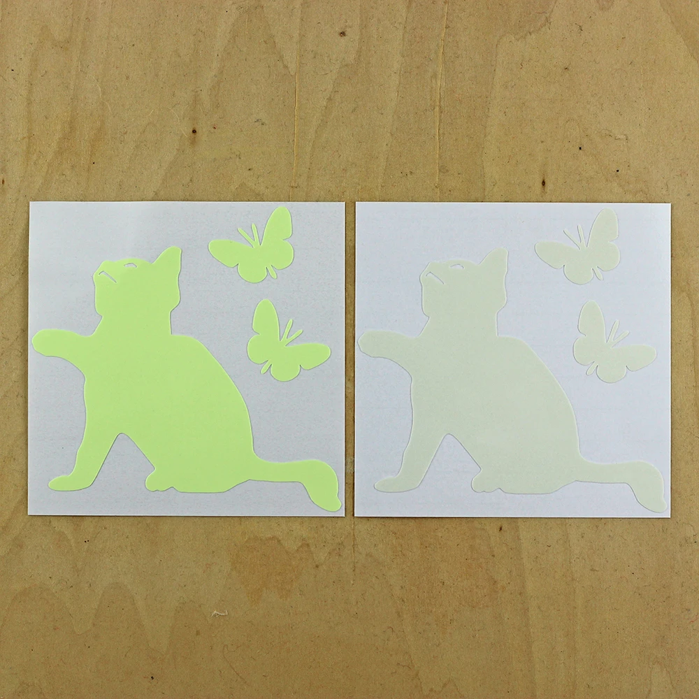 Cat Catch Butterfly Luminous Switch Sticker Child Boy Girl Bedroom DIY Personalized Decoration Wall Sticker Cartoon Animal Decal